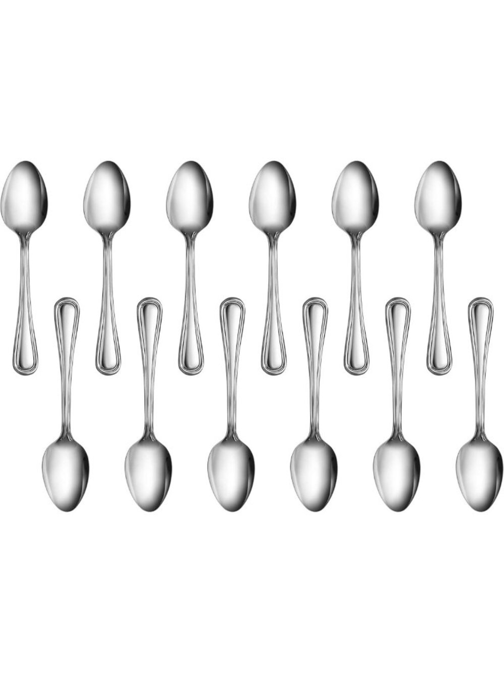 Slimline Stainless Steel Teaspoons Set of 12 - 6-Inch, Durable & Stylish